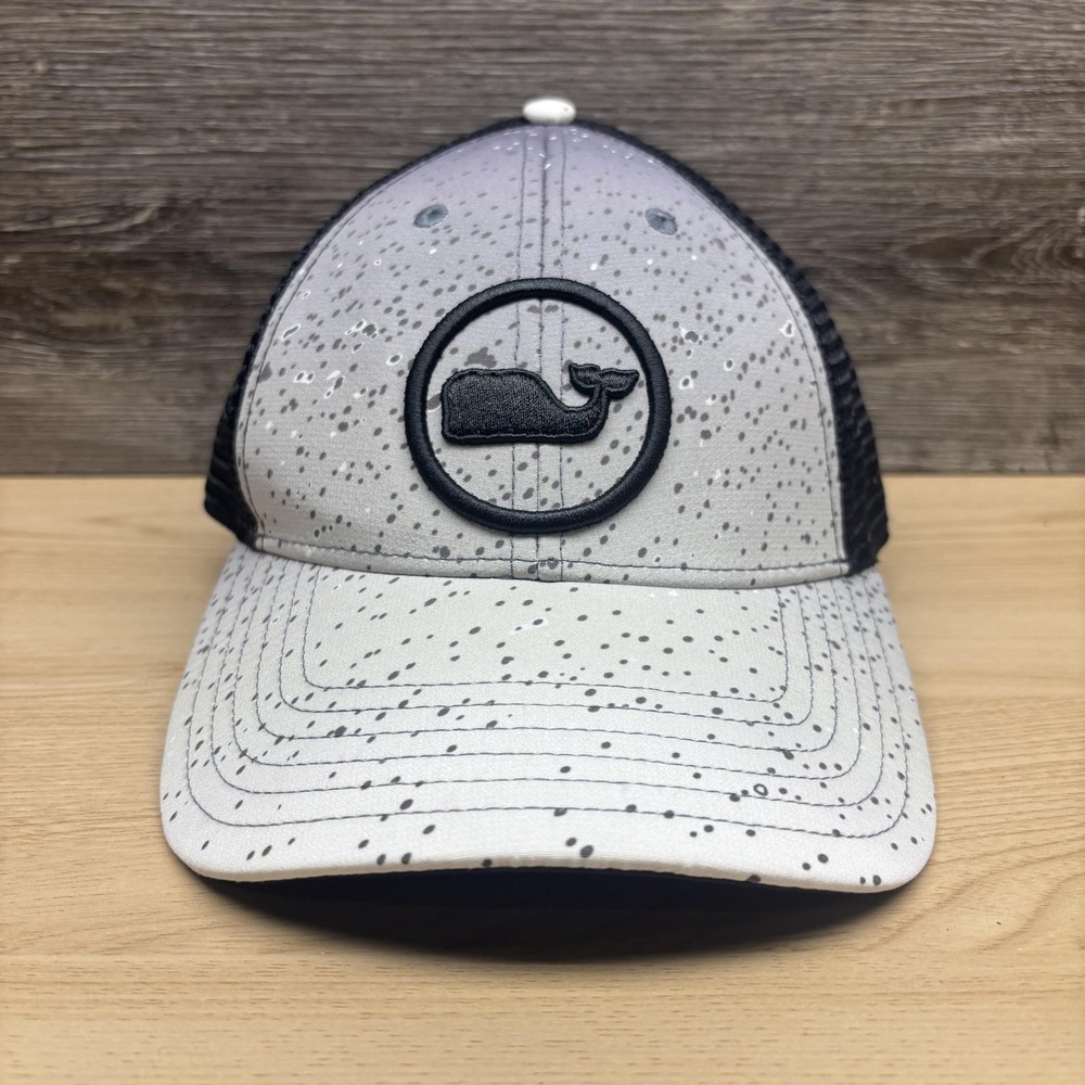 Vineyard Vines‎ Hat Cap Snap Back Black Gray Whale Logo Mesh Trucker Mens